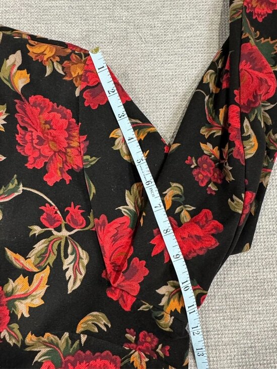 Briggs New York Jacket Womens Size 2X Black Red Floral Button Up Lightweight - Picture 14 of 15